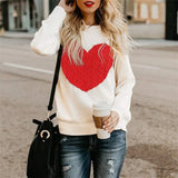 Toloer / Winter Women's Knit Sweater Plus Size Love Knit Long Sleeve Jumper Sweater