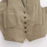 New Cotton Blended Short Vest Vest-Outfit