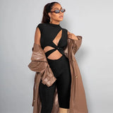 Out Sexy Jumpsuit Women Bodysuit Sleeveless Skinny Fitness Stretchy Zip Workout Overalls Casual Sporty Y2k Outfits