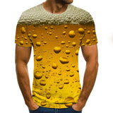 Funny 3D Print T-shirt Casual Bubble Beer Printed Short Sleeve Tees Fashion Plus Size Round Neck Male Summer Tops