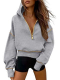 Women's Clothing 2025 Spring And Autumn Half Zipper Short Hoodie Women
