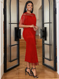 Mesh Splicing Tuxedo High-Waisted Large-Size Body-Repair Casual Ass Women's Dress