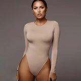Toloer Autumn Winter New Women's Botop Bottom Round Collar Long Sleeve Jumpsuit