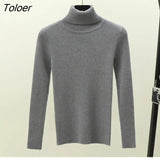 Solid Winter Warm Knitted Sweater Women New Turtleneck Long Sleeve Knit Sweater Mujer Elegant Sweater For