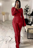 Winter Ribbed Crop Top and Bell Bottom Pants 2 Piece