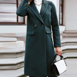Winter Women Casual Vintage Warm Overcoat Female Autumn Long Sleeve Suit Collar Long Woolen Coats Elegant Buttoned