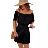 Women's Clothing Station Summer New Word Collar Sexy Folded Five-Sleeve Jump-And-Fleeve Jump-And-Fleeve Jump-And-Fleet