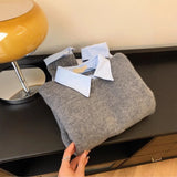 2025 New Fake Two Shirt Collar Sweater Women With Lazy Wind Collared Gray Knitted Shirt