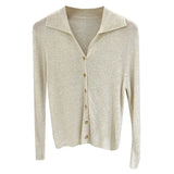 Sense Of The Small V-Neck Long-Sleeved Knitted Shirt Women's Autumn And Winter New Half-Opened Collared Blouse Bottom