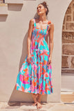 Summer Women's New Commuting Sleeveless Hot Girl Prints Long Sling Dress