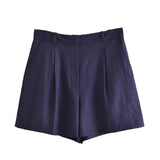 Toloer 2023 Summer V-Neck Solid Color Single Breasted Vest High Waist Wide-Leg Pants Shorts Set 9ZS2251-Outfit