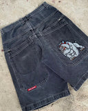 Selling Popular Style Y2K Hip Hop Original Dormitory Gothic Style Funny Style Printed Denim Shorts For Men-Outfit