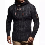 Toloer And Winter Fashion Men's Knit Long Sleeves With Cap Shoulder Seal Bull Horn Buckle Slim Men's