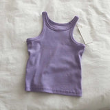 Toloer Cotton Slim Elastic Vest Female Spring And Summer New Pure Color Contracted Inside And Outside The Navel Base Sling-Outfit