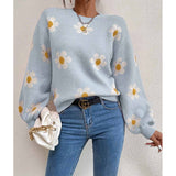 Toloer And Winter New Women's Fashion Sweater Long Sleeve Loose Knit Jumper Round Collar Small Autumn Chrysanthemum Women's Type