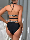 Sex Lingerie Sexy Women's Hollow Hanging Neck Bra Underwear Letter Sex