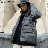 Cotton Liner Winter Leather Jacket Women Casual Thickening Padded Parkas Womens Loose Warm Black Coats Female