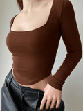Asymmetric Long Sleeve Crop Top-Outfit