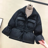 Women Winter Basic Jackets Parkas 2021 Fashion Thick Warm Lantern Sleeve Tops Jackets Slim Jackets For Female Parka