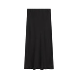 New Fashion Temperament Silk Hyssy Texture Simple Straight Fan Flute Skirt