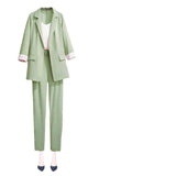 Toloer / Large Size Women's 200 Jin Fat Sister Autumn Suit Female Casual Suit Jacket Loose Thin Two Sets-Outfit