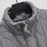 Autumn 2025 New Women's Gray Collar Sleeveless Cotton Vest