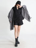 Toloer Large Size Loose Casual Coat Female Spring 2024 New Fashion V-Neck Long Sleeve Cardigan Irregular Windbreaker-Outfit