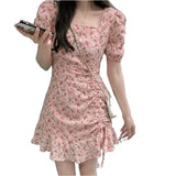 Floral Dress Gentle Wind In Women's Summer Chic Design Art Dress Korean Style Milky