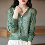 Toloer Hemp Knitting Cardigan Female Thin Ice Silk Linen Coat Sunscreen Clothes Summer Loose Outside The Shawl Air Conditioning Shirt-Outfit