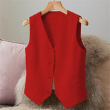 Suit Vest Women's Small Vest Spring And Autumn New Repair Outside The Female Red Short Female Horse Clip
