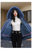 Add Velvet Thick Coat Female 2024 New Winter Waist Long Casual Hat Parker Cotton Suit-Outfit