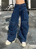 Toloer 2024 New Fashion High Waist Large Pocket Loose Casual Wide Leg Pants Women's Wear-Outfit