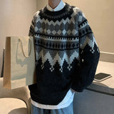 Autumn and winter thick sweater men's Korean style trend personality sweater ins Hong Kong style loose lazy pullover jacket 1028-0-Outfit