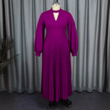 High-End Sleniment Small Standing-Neck Banquet Dress Autumn Lantern Sleeves 100 Roll Dress