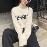 Desire Sweet Hot Girl Sexy Short Style Top Girl Autumn And Winter Design Sense Niche High Neck Sweater Sweater Jacket Jacket-Outfit