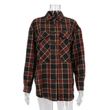 Toloer Women's Wear 2023 Fall New Vintage Plaid Shirt Boyfriend Wind Long Loose Shirt Coat-Outfit