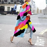 Spring And Autumn Wishebay Long Horn Sleeve Coat Print Loose Wind Coat