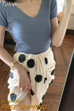 Women Casual T-Shirts V-Neck Knitting Sexy Crop Tops Screw Thread Solid Cute Clothes For Women T-shirt Summer