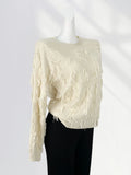 Toloer Not Pierced Hole Round Neck Tassel Sweater Women's Design Sense Bottom Waste Earthen Top Loose