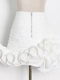 Toloer Design Feeling Fluffy Skirt 2024 New Milk White Zipper Package Hip Wood Ear Splicing Short Skirt Woman-Outfit