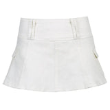 Toloer Style Age Reduction Pleated Skirt 2023 New Pocket Casual Low Waist Sexy Hot Girl Bag Hip Skirt Casual Short Skirt Woman-Outfit