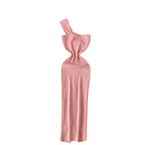 Knitted Collar Dress Women's Summer Irregular Light Luxury Open Design Pure Hottie