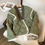 Woman Green Reversible Quilted Jacket Oversize 2022 Spring Autumn Winter Loose Coat Casual Cotton Padded Jacket