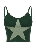 Star Print Knitted Crop Cami Top-Outfit