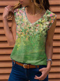 Loose Sleeveless V-neck Printed Vest