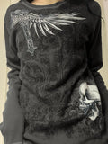 Vintage Skull Print Long Sleeve Knit-Outfit