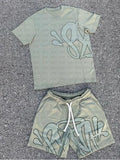 Letter Print Loose Short-Sleeved Top Street Hip-Hop Men And Women T-Shirt Shorts