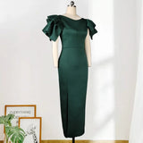 Sleeveless Lotus Side High Waist Repair In Forked Green High Waist Dress Dress Dress