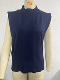Toloer New Women's Solid Color Half High Neck Sleeveless Vest Fashion Simple Knit Loose-Outfit