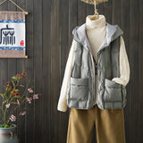 Autumn And Winter Light Down Vest Women Fashion Short Hooded Down Jacket Clip Show Thin Warm Coat Tide-Outfit